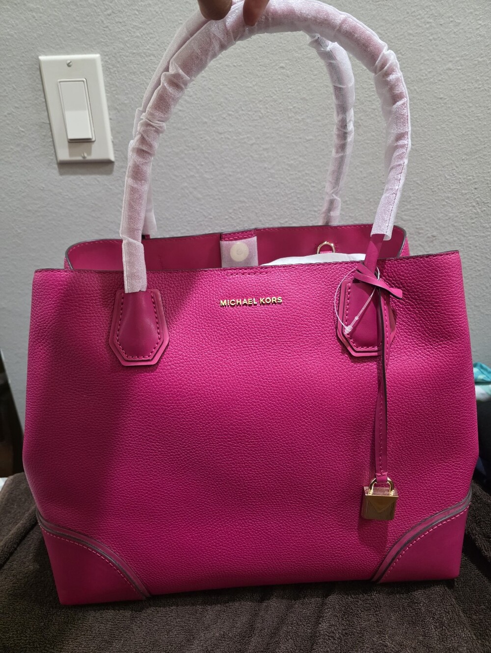MICHAEL KORS Pink Leather Tote Bag With Dust Bag